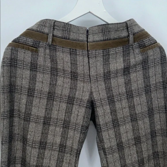 Dolce & Gabbana Plaid Tailored Pants Brown Gray Straight Leg Women Italy - Picture 4 of 13